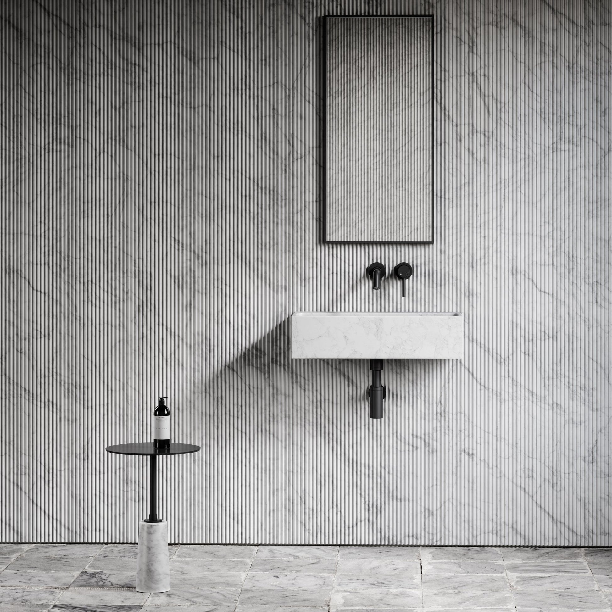 Quadra Carrara Marble Wall Hung Basin 600mm