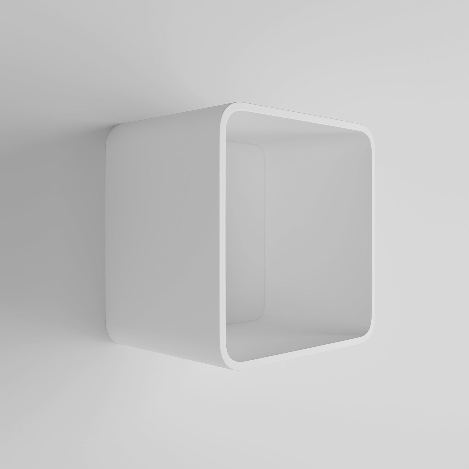 Qube Matte White Stone Curved Storage Box 300mm