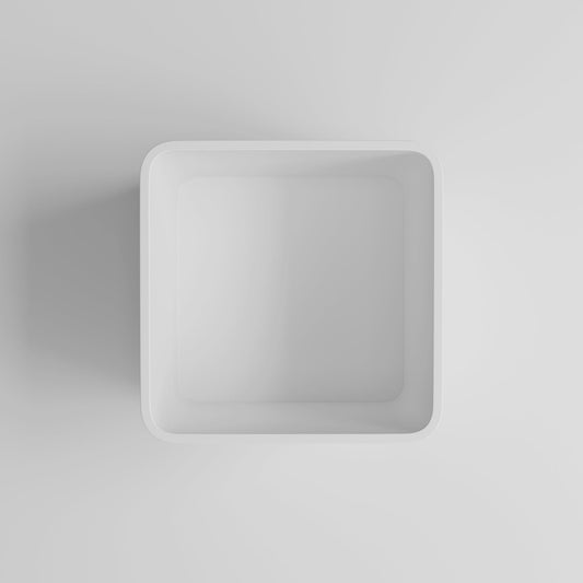 Qube Matte White Stone Curved Storage Box 300mm