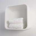 Qube Matte White Stone Curved Storage Box 300mm