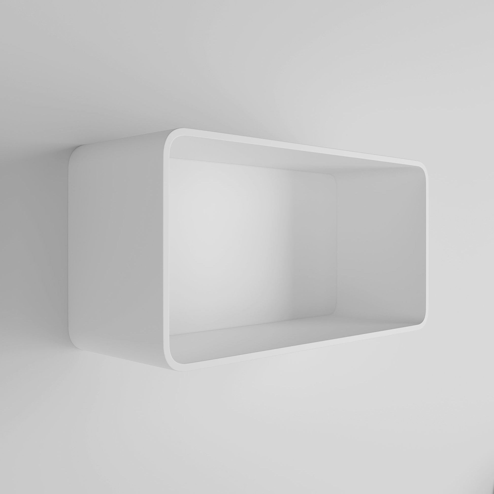 Qube Matte White Stone Curved Storage Box 600mm