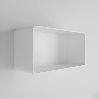 Qube Matte White Stone Curved Storage Box 600mm