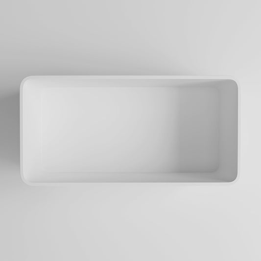 Qube Matte White Stone Curved Storage Box 600mm