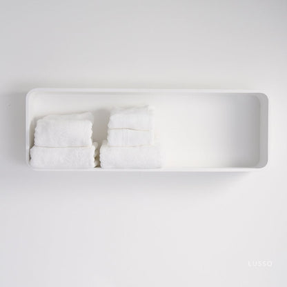 Qube Matte White Stone Curved Storage Box 900mm