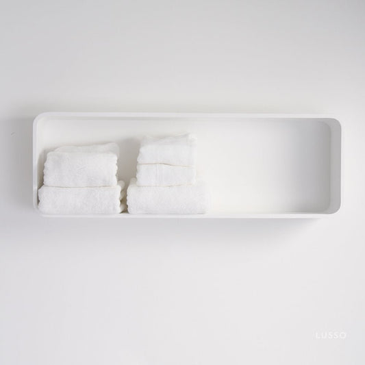 Qube Matte White Stone Curved Storage Box 900mm