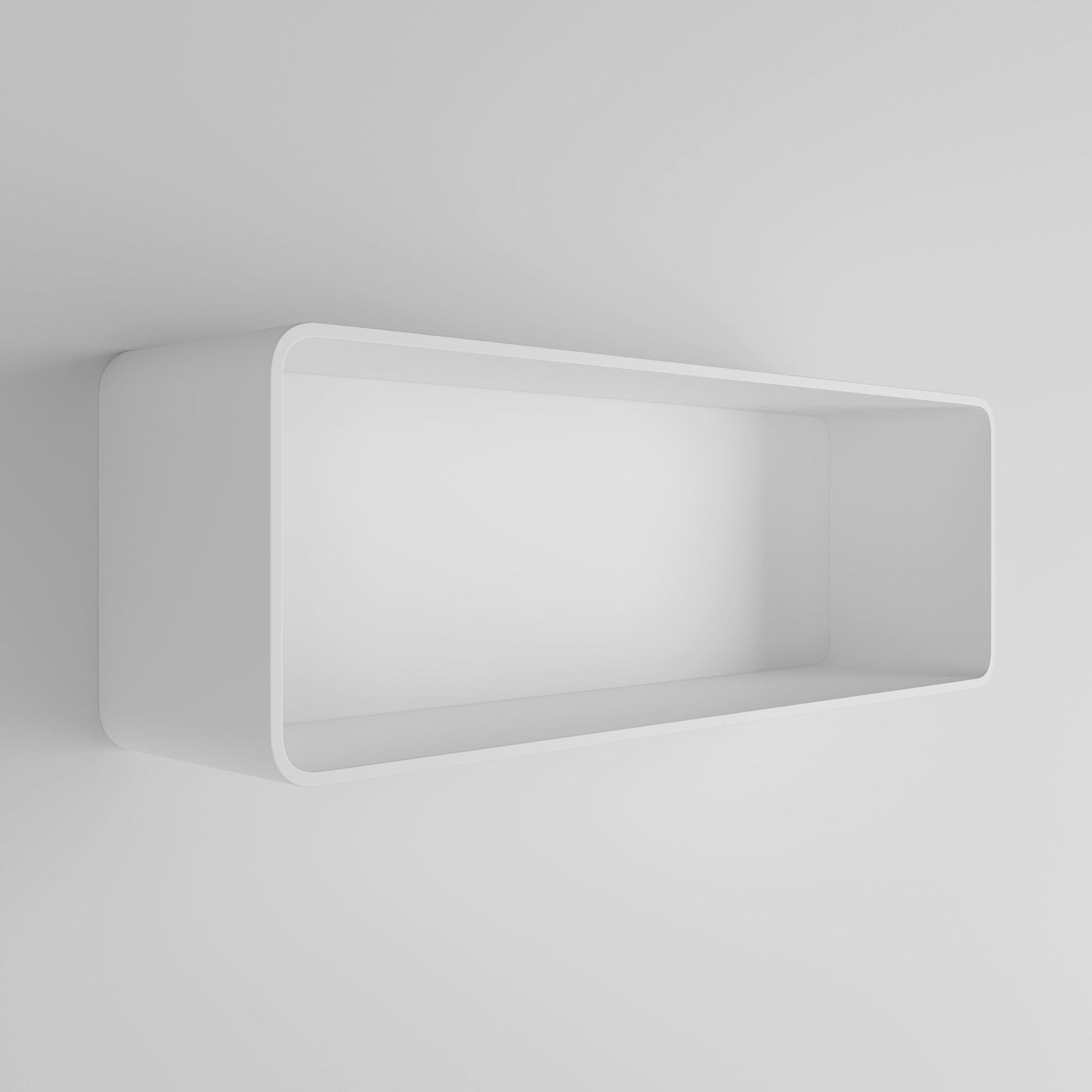 Qube Matte White Stone Curved Storage Box 900mm