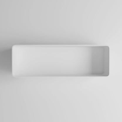 Qube Matte White Stone Curved Storage Box 900mm