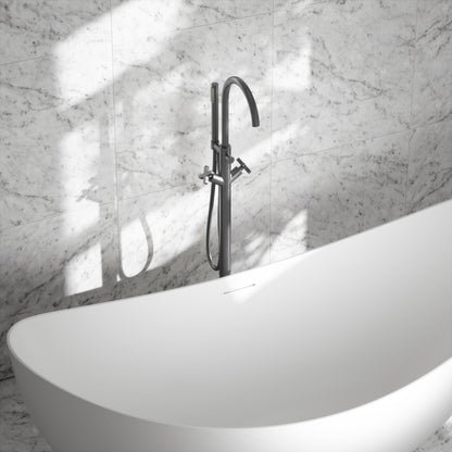 Regal Brushed Stainless Crosshead Floor Standing Bath Shower Filler Tap