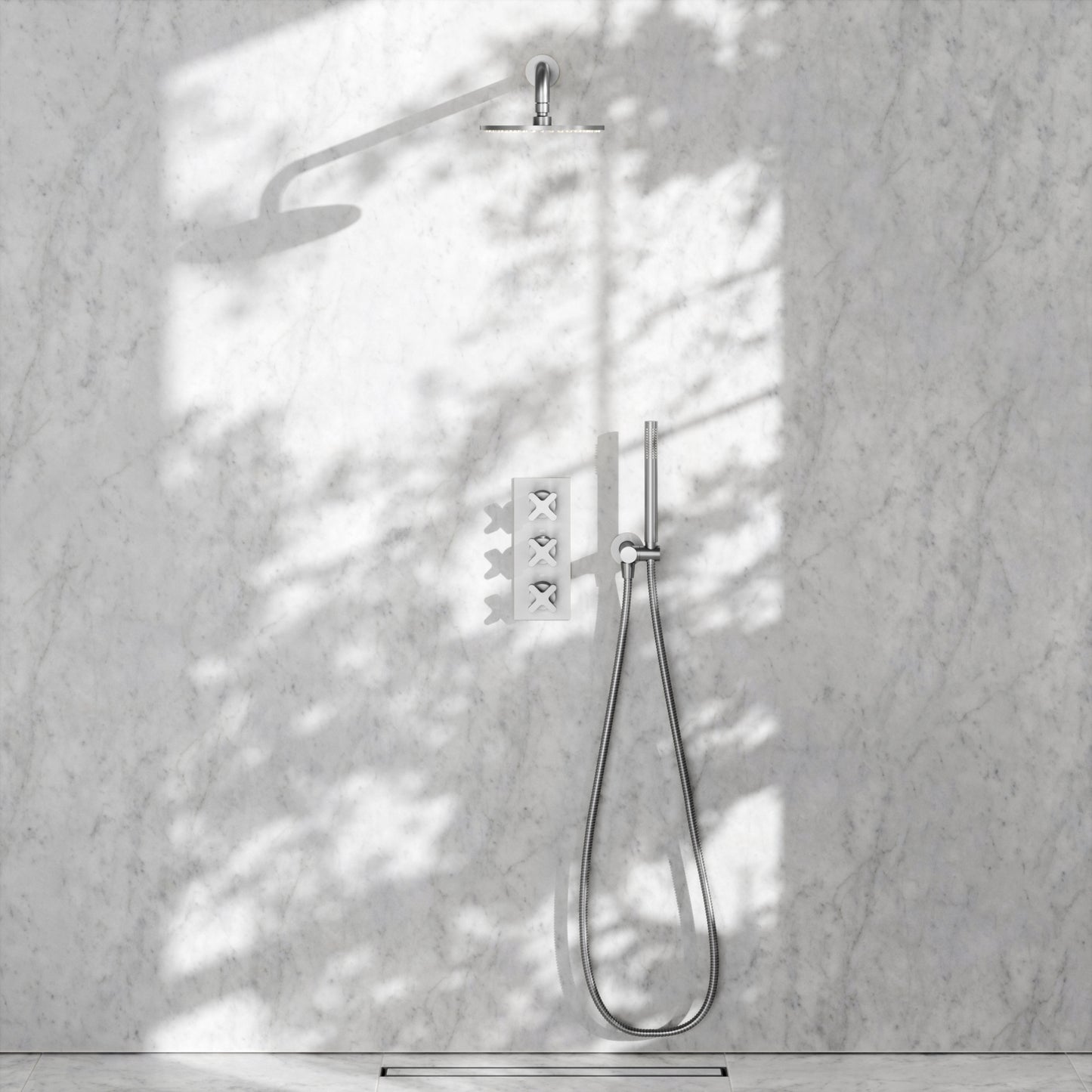 Regal Brushed Stainless Crosshead Thermostatic 2-Way Mixer Shower System