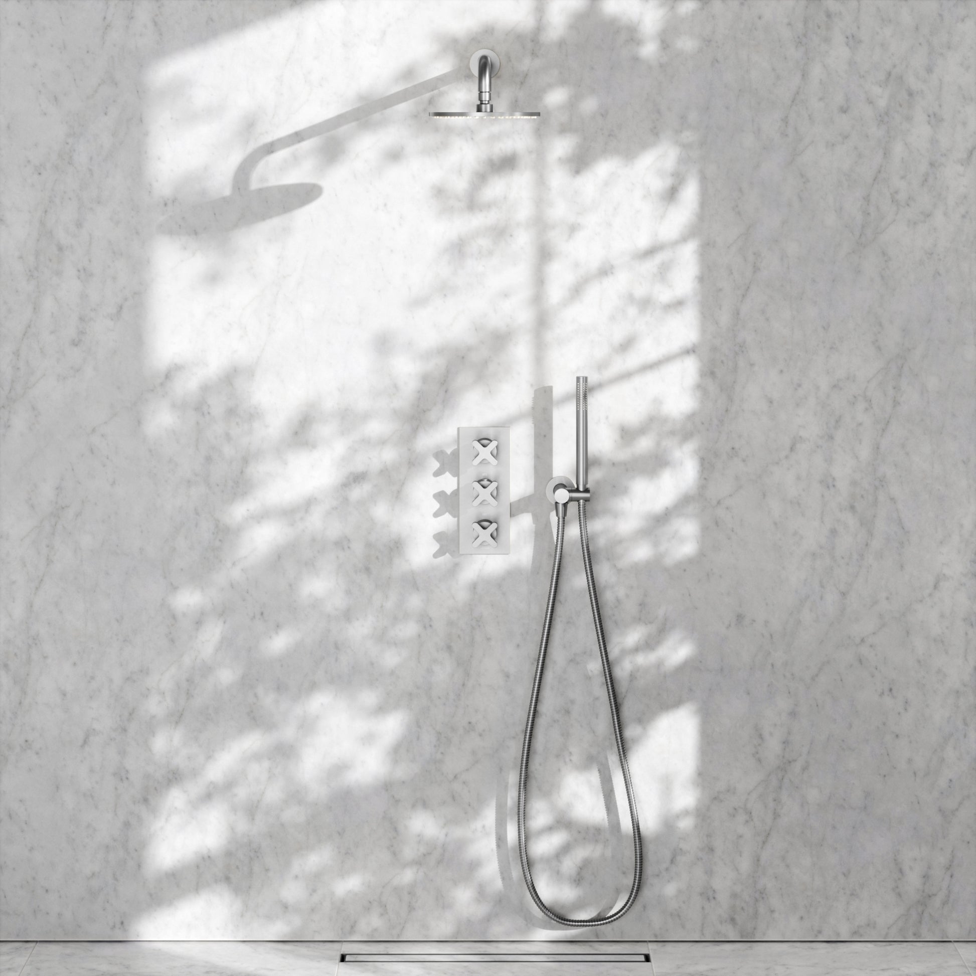 Regal Brushed Stainless Crosshead Thermostatic 2-Way Mixer Shower System