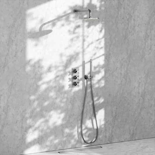 Regal Brushed Stainless Crosshead Thermostatic 2-Way Mixer Shower System