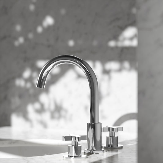 Regal Chrome Crosshead Deck Mounted 3-Hole Basin Mixer Tap