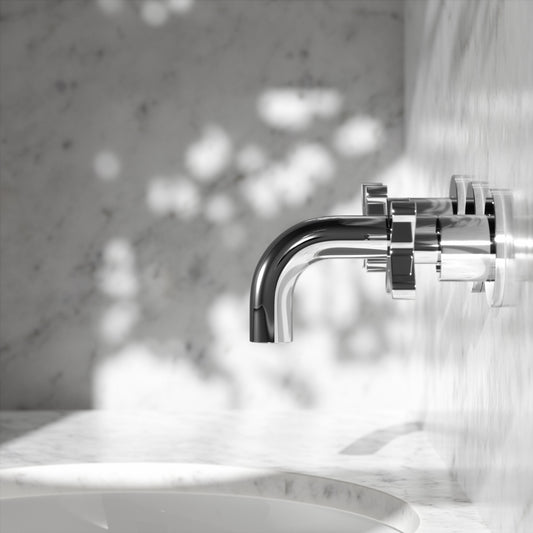 Regal Chrome Crosshead Wall Mounted Short Projection Basin Mixer Tap