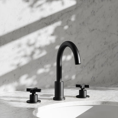 Regal Matte Black Crosshead Deck Mounted 3-Hole Basin Mixer Tap