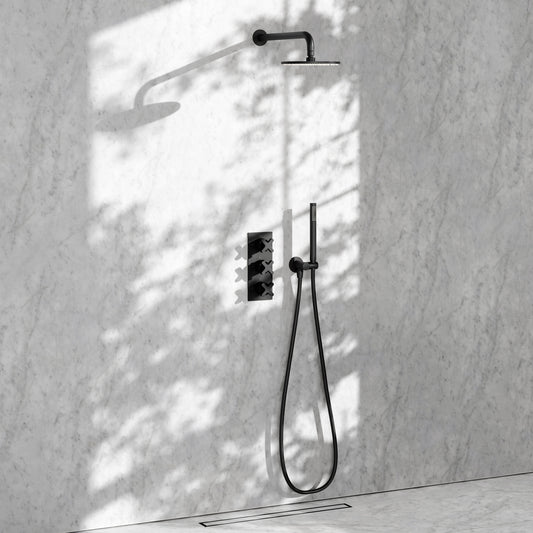 Regal Matte Black Crosshead Thermostatic 2-Way Mixer Shower System