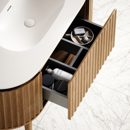 Regent Oak Curved Vanity Unit 1200mm