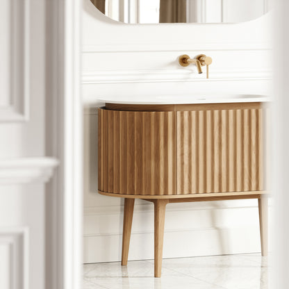 Regent Oak Curved Vanity Unit 1200mm