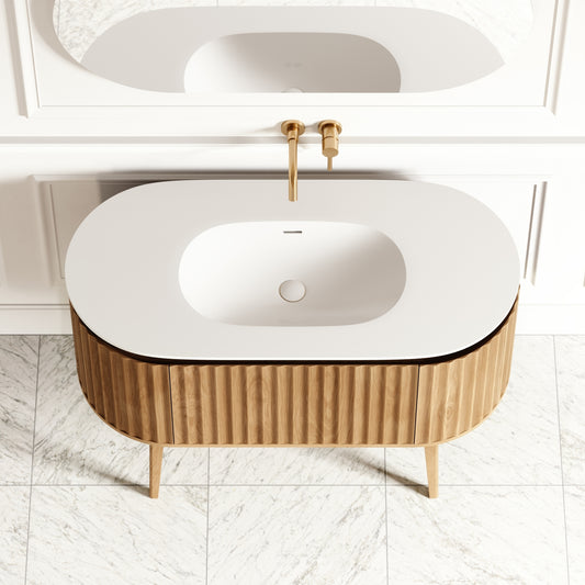 Regent Oak Curved Vanity Unit 1200mm