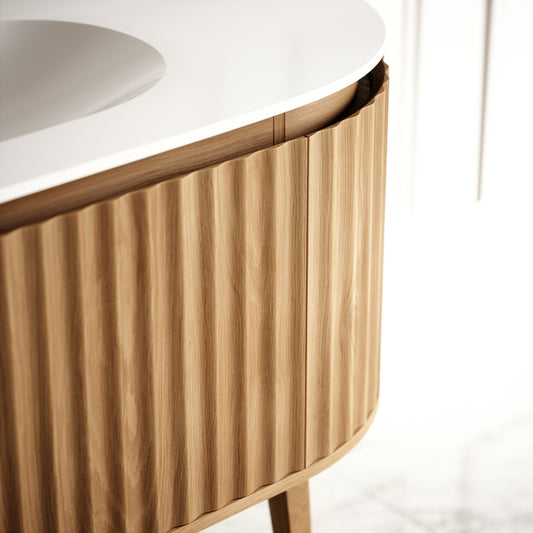 Regent Oak Curved Vanity Unit 1200mm