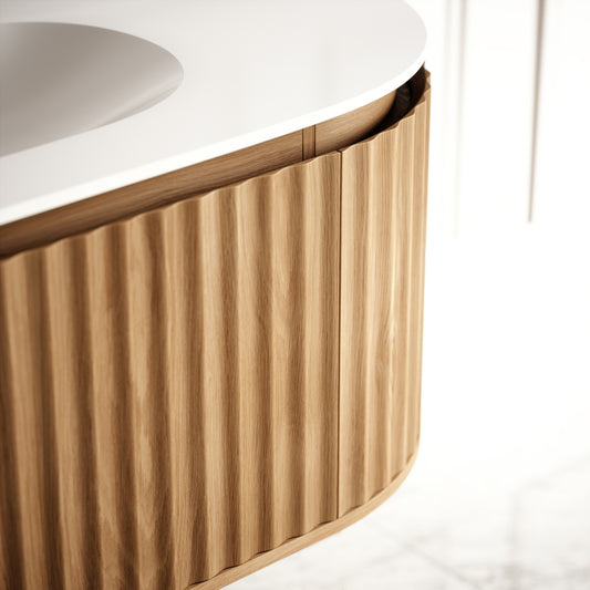 Regent Oak Curved Wall Hung Vanity Unit 1200mm