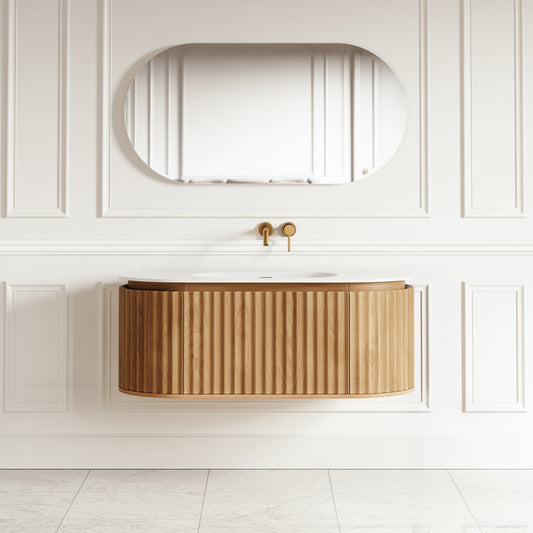 Regent Oak Curved Wall Hung Vanity Unit 1200mm