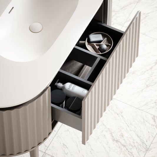 Regent Velvet Beige Curved Vanity Unit 1200mm