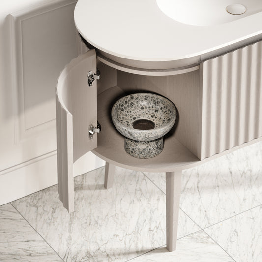 Regent Velvet Beige Curved Vanity Unit 1200mm