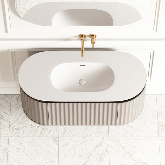 Regent Velvet Beige Curved Wall Hung Vanity Unit 1200mm