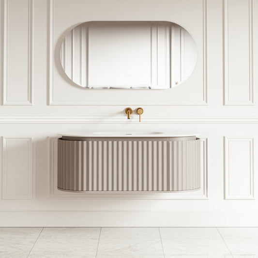 Regent Velvet Beige Curved Wall Hung Vanity Unit 1200mm