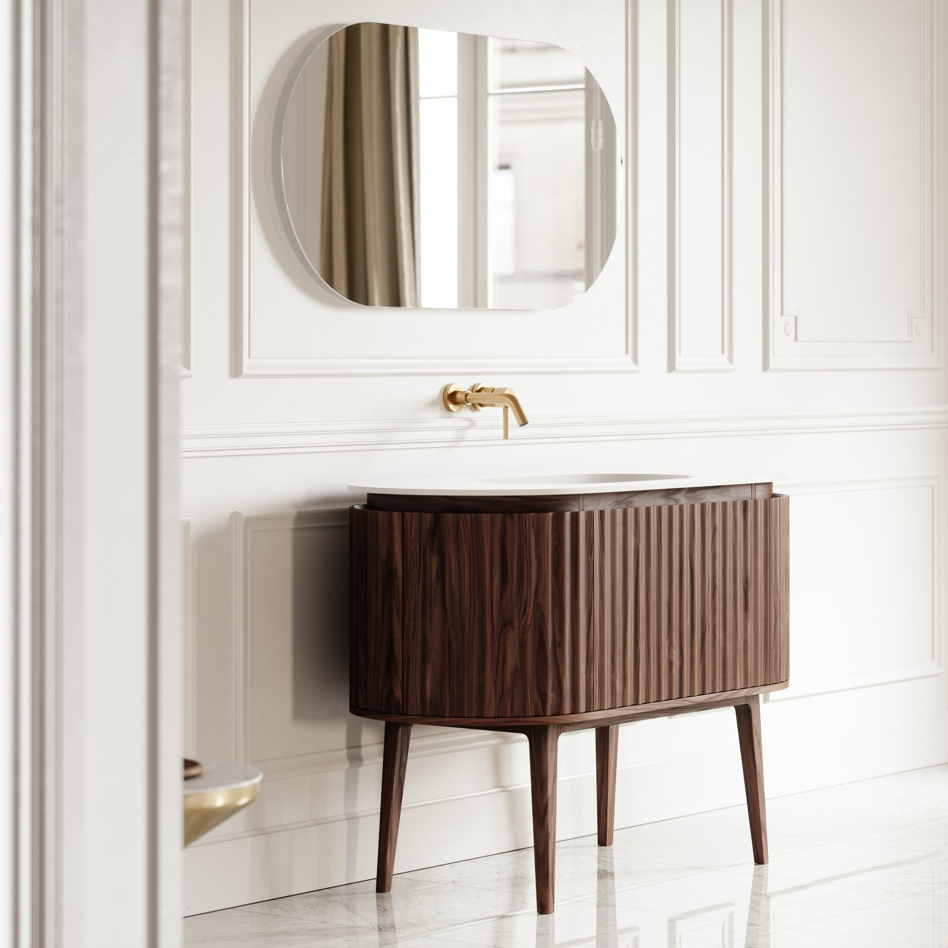 Regent Walnut Curved Vanity Unit 1200mm