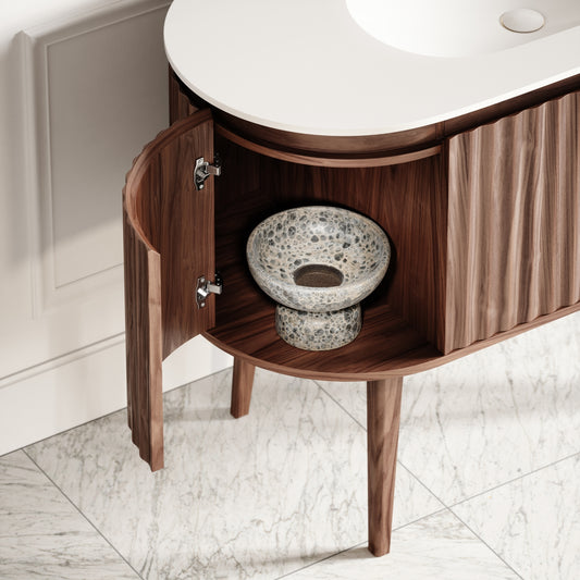 Regent Walnut Curved Vanity Unit 1200mm