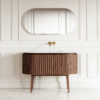 Walnut Rounded Vanity Regent Natural Walnut Freestanding Vanity Unit 1200mm | LUSSO