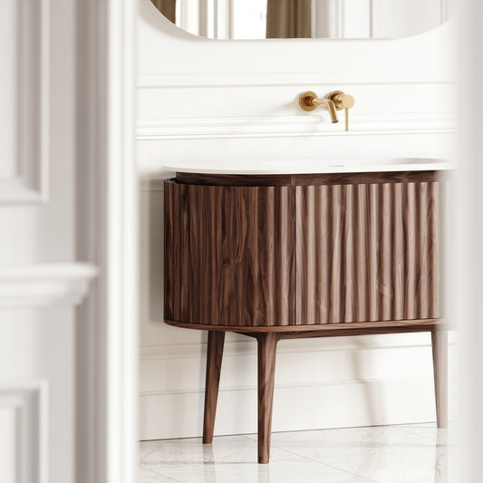 Regent Walnut Curved Vanity Unit 1200mm