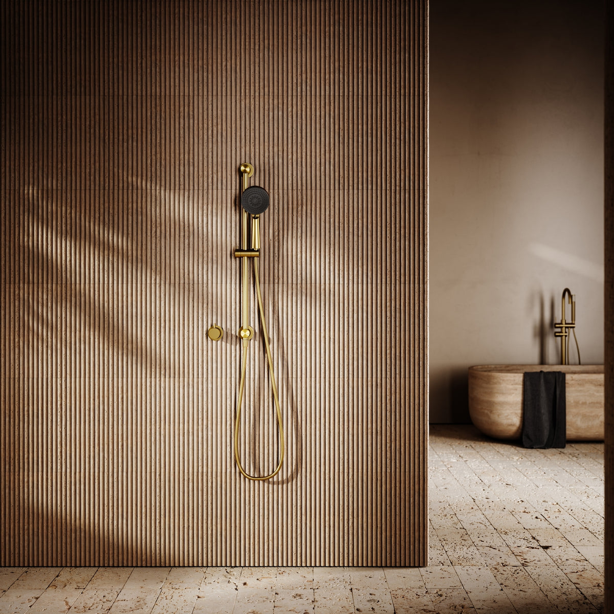 Shower Base Riser Revive Brushed Gold Shower Riser Kit with Valve - LUSSO