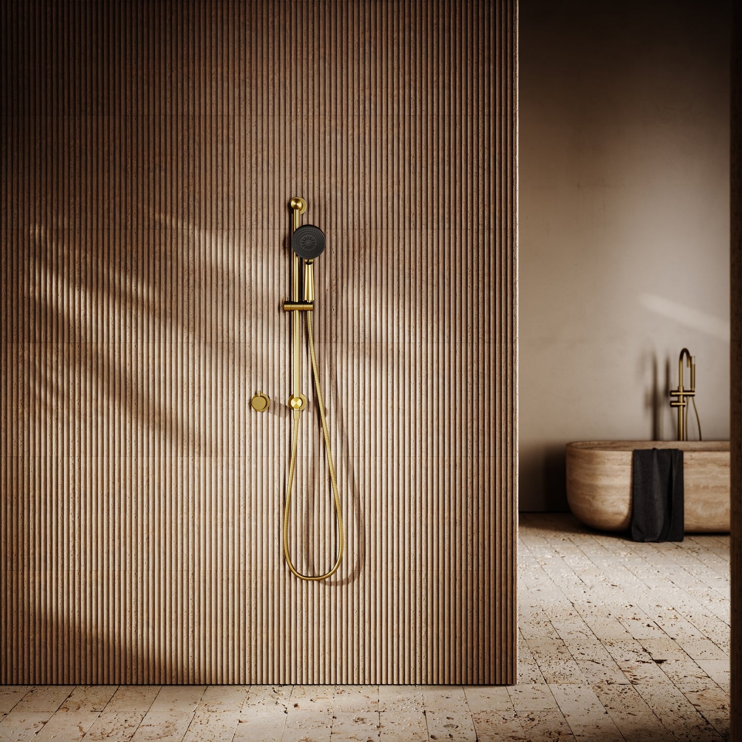 Revive Brushed Gold Shower Riser Kit with Valve
