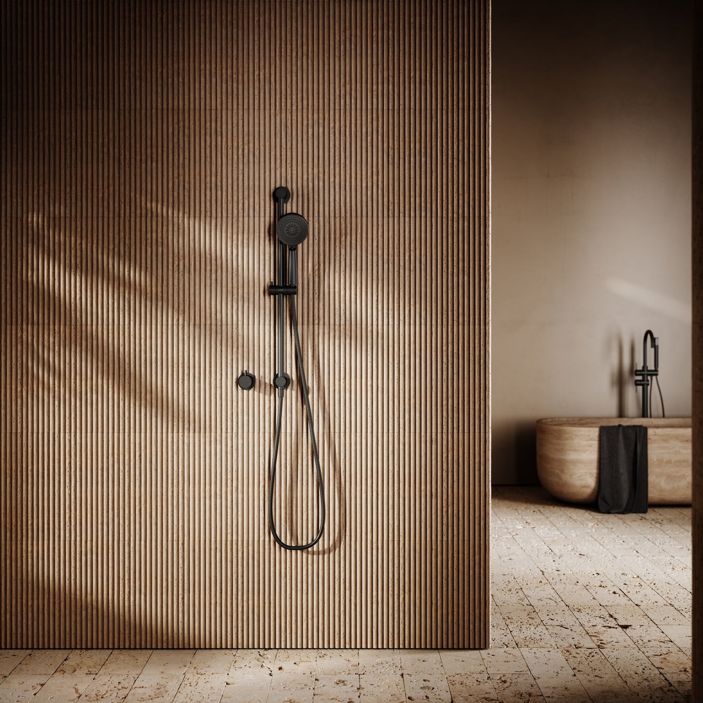 Revive Matte Black Shower Riser Kit with Valve