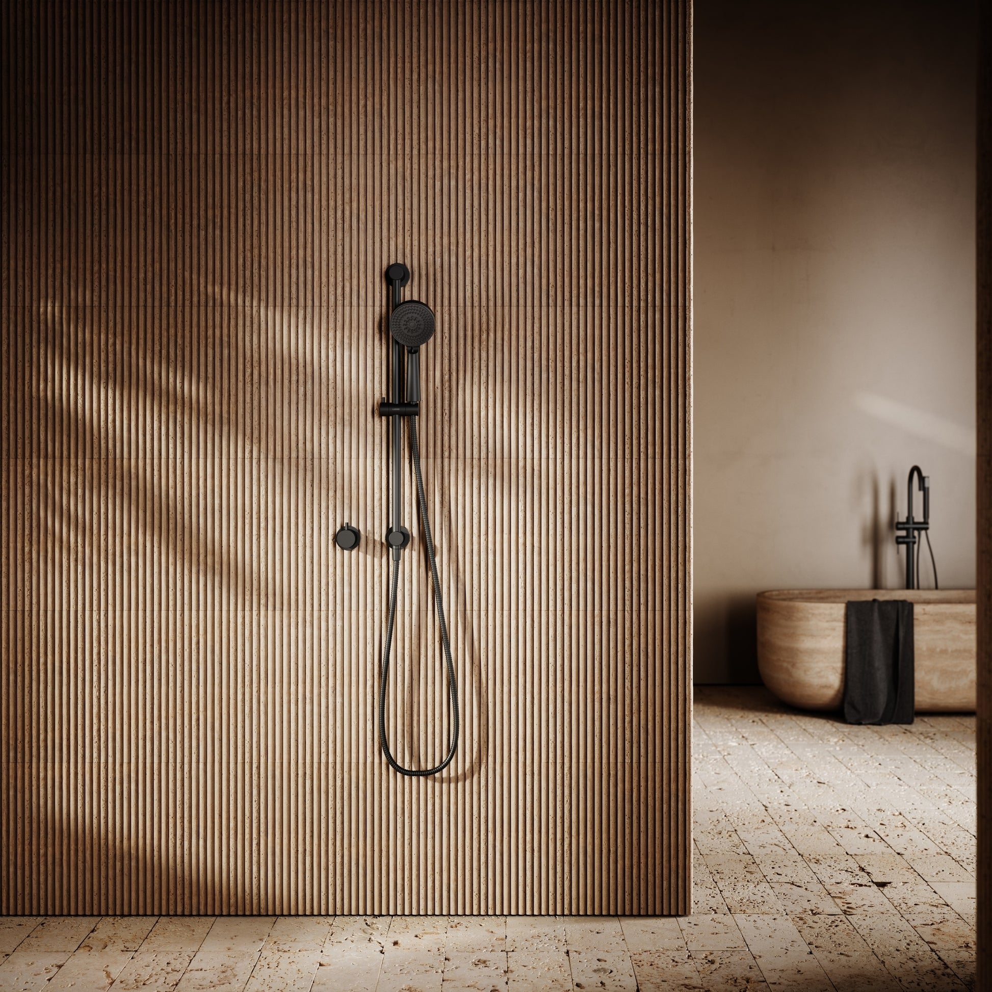 Revive Matte Black Shower Riser Kit with Valve