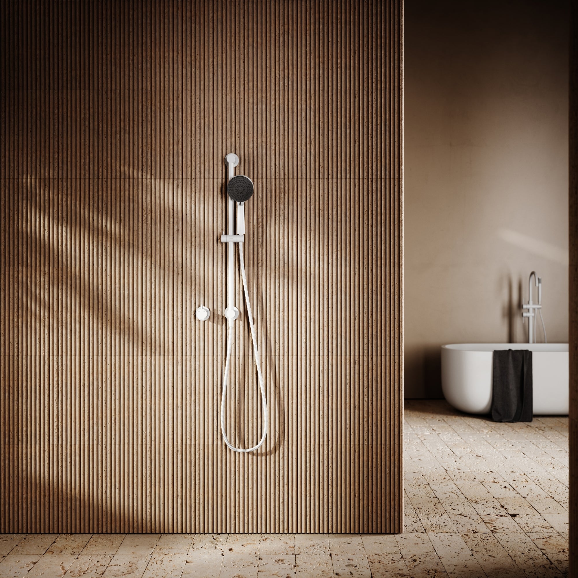 White Shower Riser Revive Matte White Shower Riser Kit with Valve - LUSSO