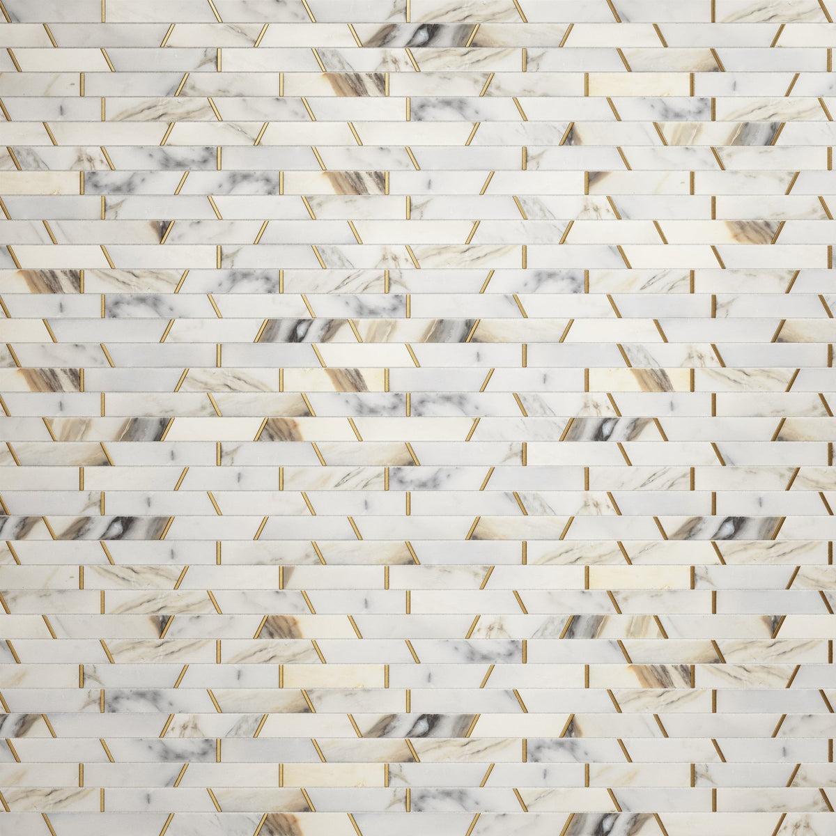 Riviera Calacatta Marble & Brass Mosaic Wall Tile - LUSSO