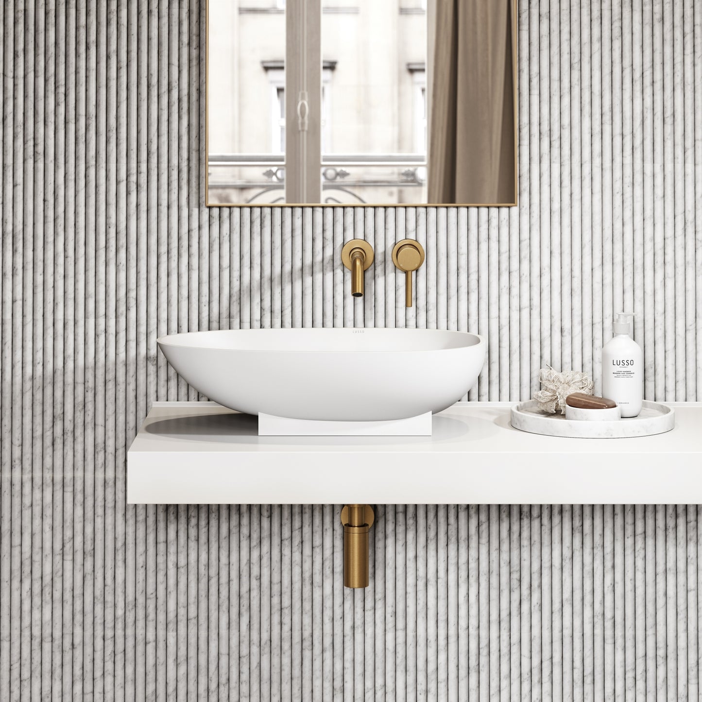 Romano Fluted Carrara Marble Mosaic Wall Tile