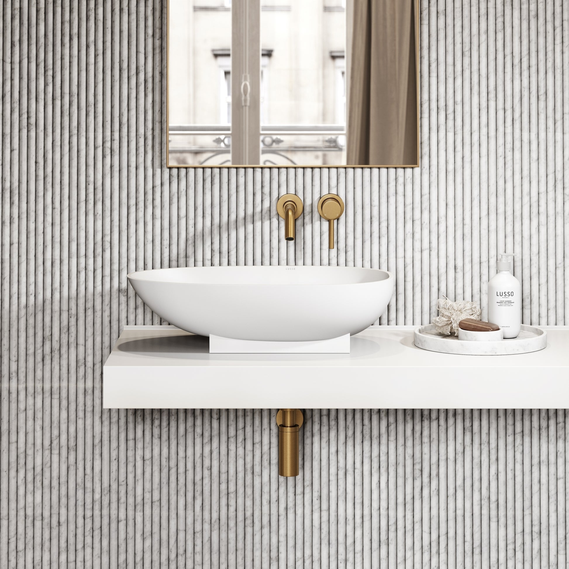 Romano Fluted Carrara Marble Mosaic Wall Tile