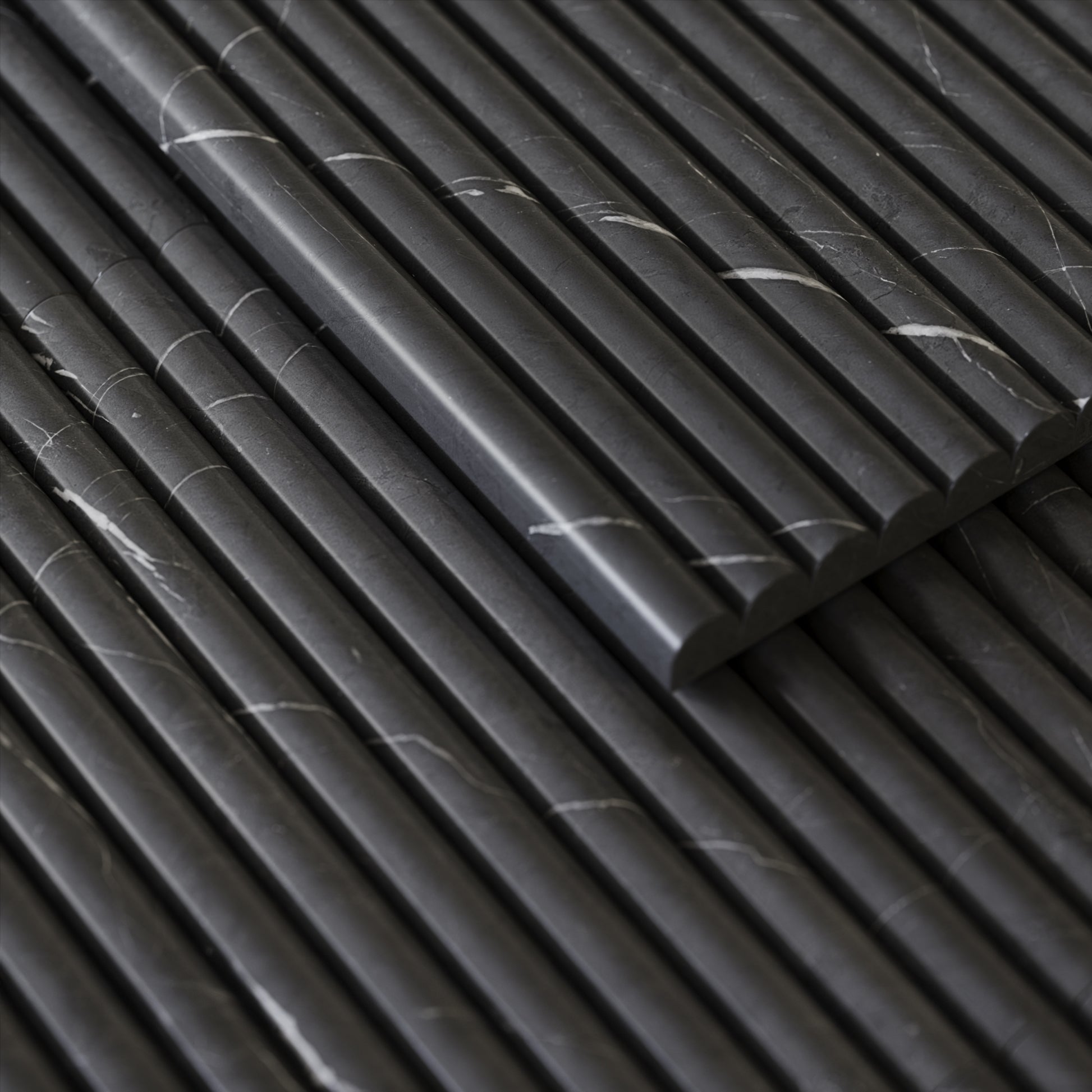 Romano Fluted Grey Pietra Marble Mosaic Wall Tile