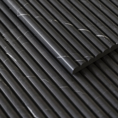 Romano Fluted Grey Pietra Marble Mosaic Wall Tile
