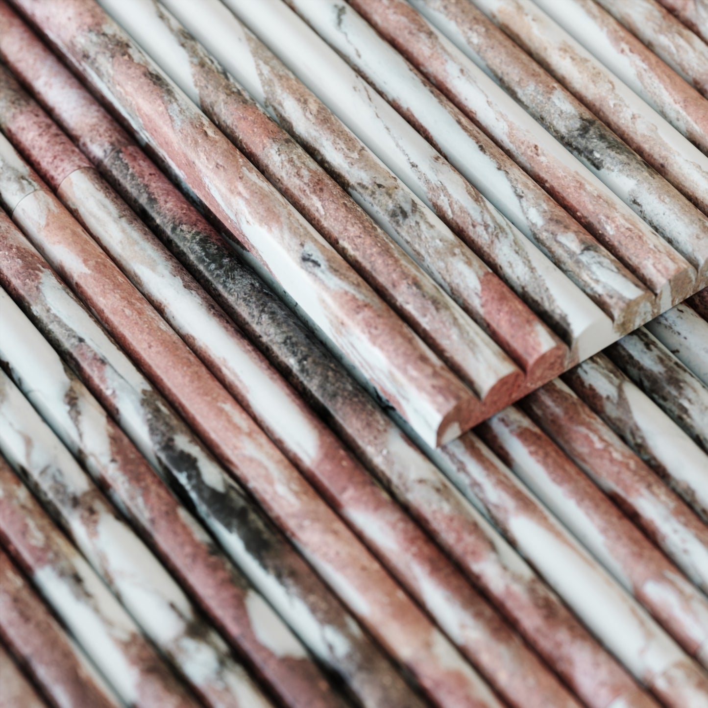 Romano Fluted Rosa Norwegian Marble Mosaic Wall Tile
