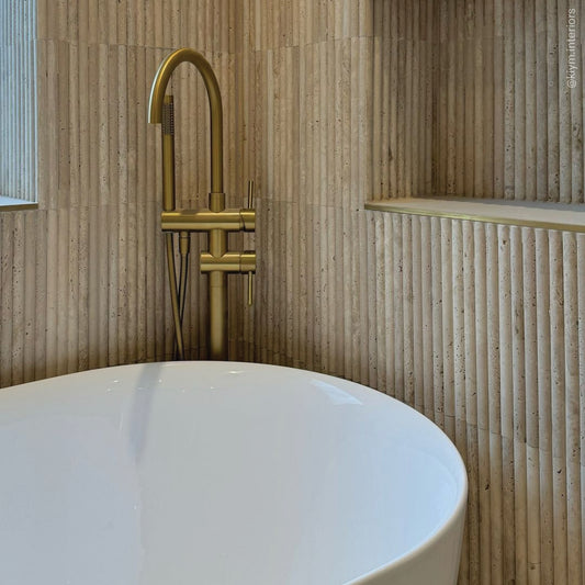 Romano Fluted Travertine Stone Mosaic Wall Tile