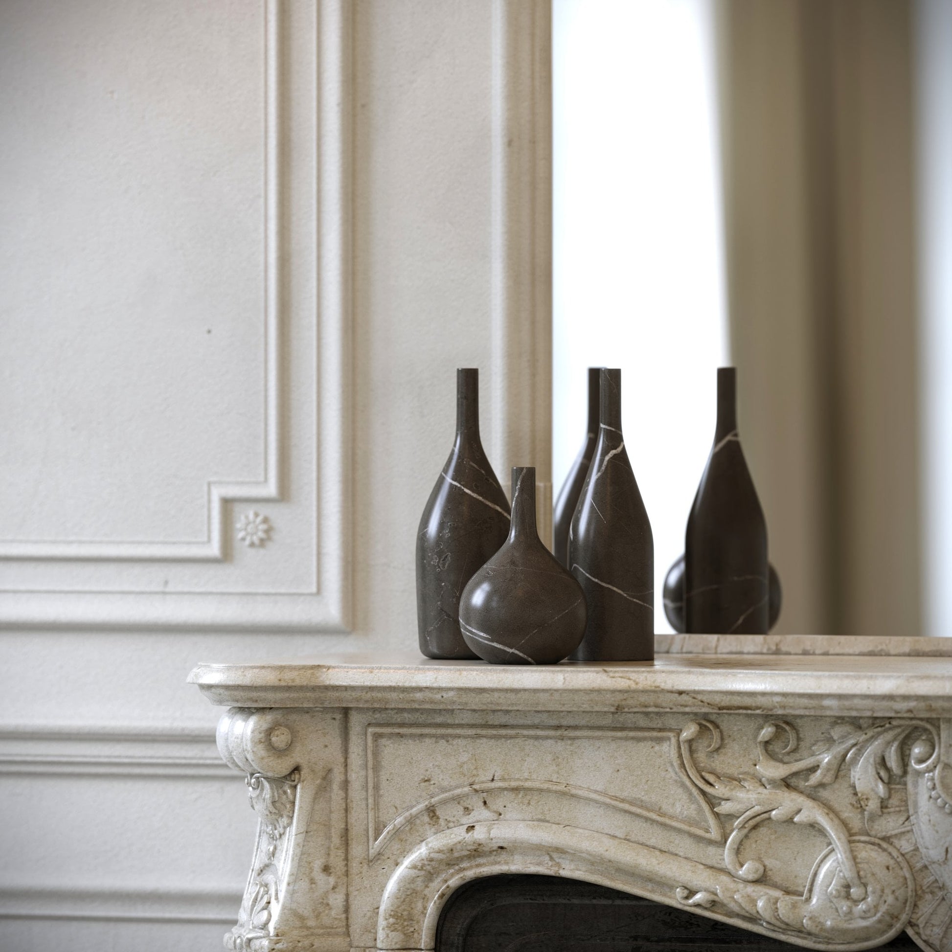 Rosa Pietra Grey Marble Wine Bottle