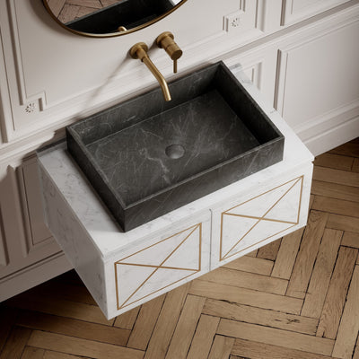 Sasso Pietra Grey Marble Countertop Basin 600mm