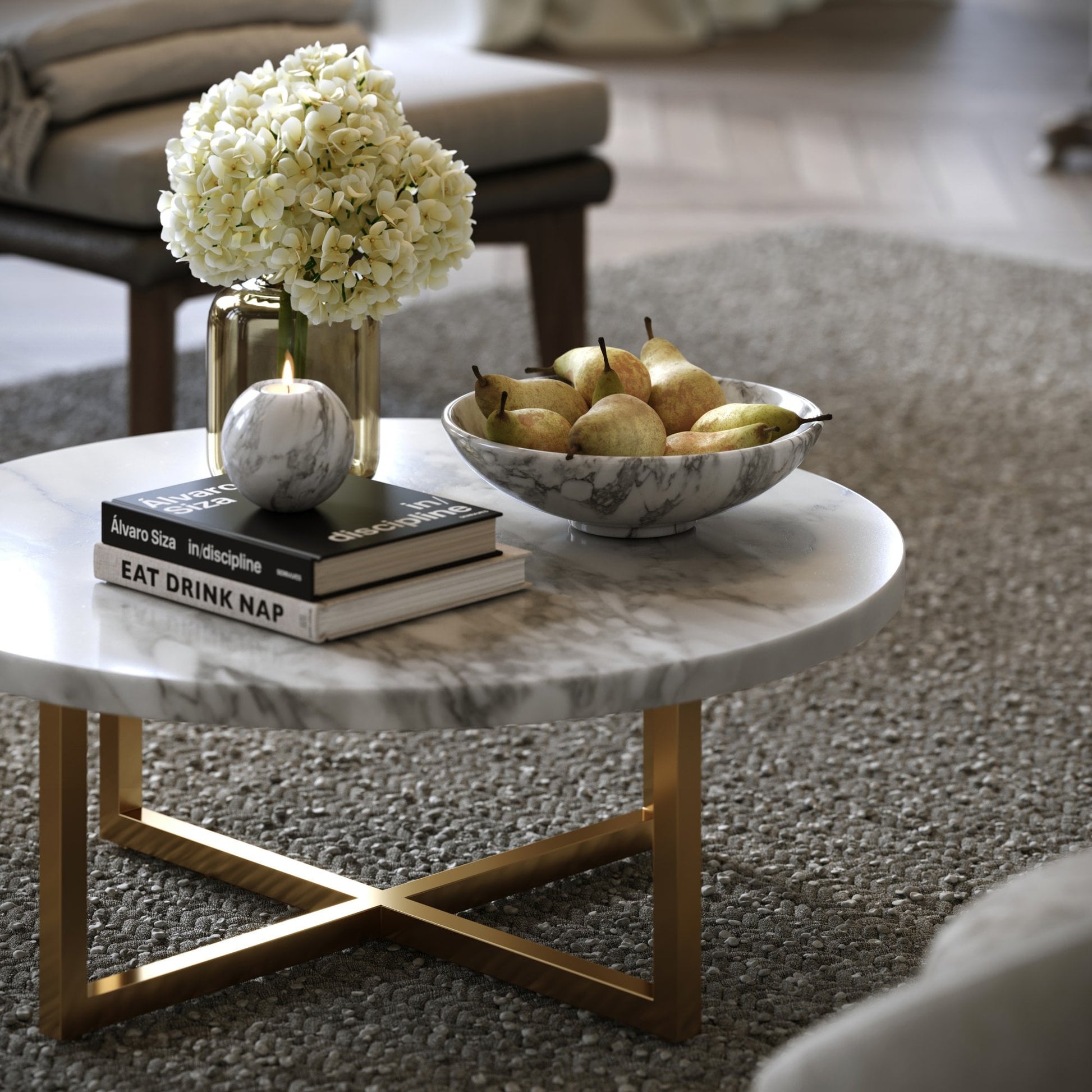 Seletti Arabescato Marble Round Candle Holder