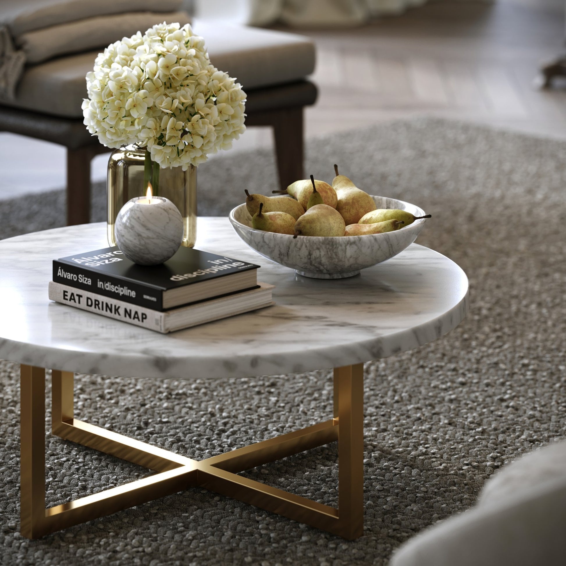 Seletti Carrara Marble Round Candle Holder