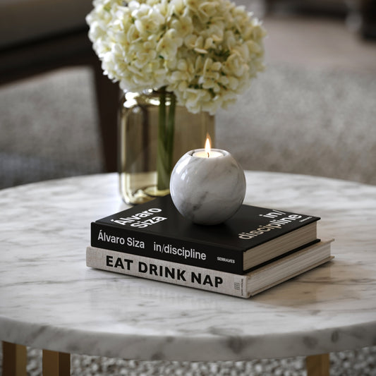 Seletti Carrara Marble Round Candle Holder